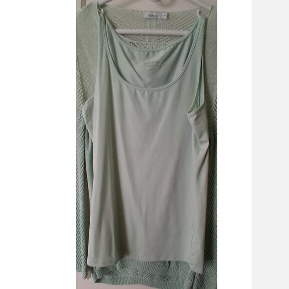 Women's Reitmans Open Knit Pullover with Tank Top, Light Green, Small - Picture 12 of 16